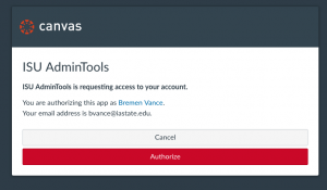 authorize is the red button, and it must be selected each time you use the global course admin tool.