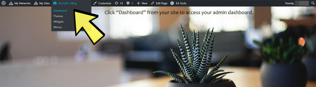 Visit dashboard from site