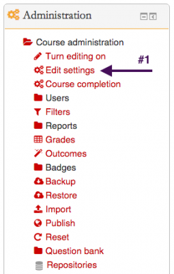 This is a screenshot of the administration block, where you'll click on the second option, "Edit settings."