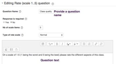 Screenshot of editing the rating scales.