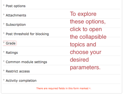 To explore these options, click to open the collapsible topics and choose your desired parameters.