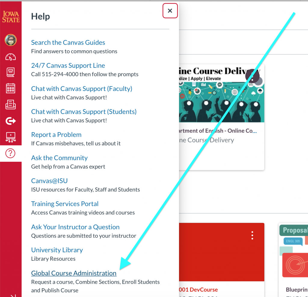 Click Global Course Administration