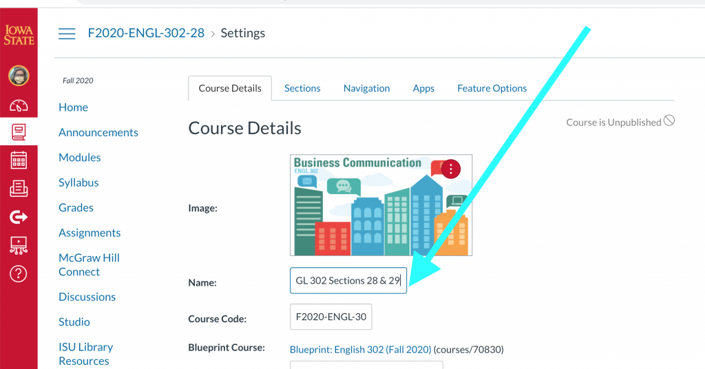 Update Course Details to show the combine sections