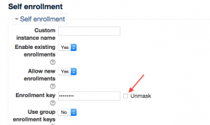 Screenshot 3: The unmask checkbox is found next to the enrollment key text field.
