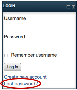 Screenshot 1: The "Lost password?" link is lcoated at the bottom of the login box.